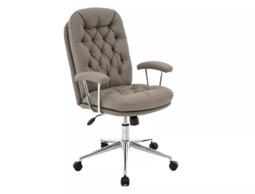 Q-288 Elegance Tűzött Műbőr Forgószék Szürke Króm
