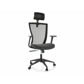 Q-328H Ergonomikus Hálós Forgószék Fekete Fejtámlával