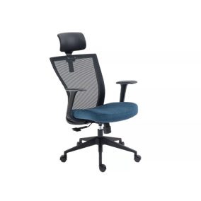   Q-328H Ergonomikus Hálós Forgószék Kék-Fekete Fejtámlával
