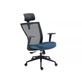   Q-328H Ergonomikus Hálós Forgószék Kék-Fekete Fejtámlával