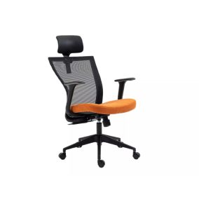   Q-328H Ergonomikus Hálós Forgószék Narancssárga-Fekete Állítható Fejtámlával