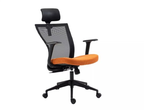 Q-328H Ergonomikus Hálós Forgószék Narancssárga-Fekete Állítható Fejtámlával