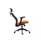 Q-328H Ergonomikus Hálós Forgószék Narancssárga-Fekete Állítható Fejtámlával