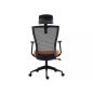 Q-328H Ergonomikus Hálós Forgószék Narancssárga-Fekete Állítható Fejtámlával