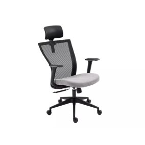   Q-328H Ergonomikus Hálós Forgószék Szürke-Fekete Állítható Fejtámlával