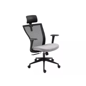   Q-328H Ergonomikus Hálós Forgószék Szürke-Fekete Állítható Fejtámlával
