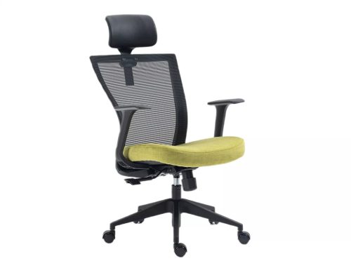 Q-328H Ergonomikus Hálós Forgószék Zöld-Fekete Állítható Fejtámlával