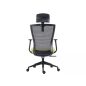 Q-328H Ergonomikus Hálós Forgószék Zöld-Fekete Állítható Fejtámlával
