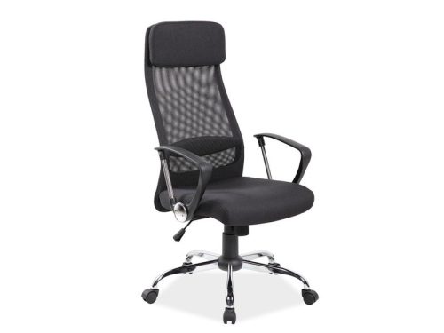 Q-345 Ergonomikus Hálós Forgószék Fekete Króm TILT