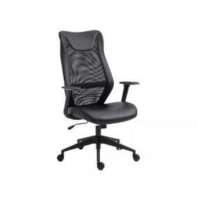 Q-346 Ergonomikus Hálós Műbőr Forgószék Fekete TILT