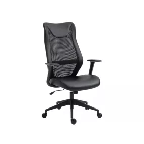 Q-346 Ergonomikus Hálós Műbőr Forgószék Fekete TILT