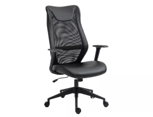 Q-346 Ergonomikus Hálós Műbőr Forgószék Fekete TILT