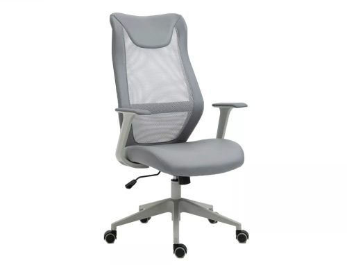 Q-346 Ergonomikus Hálós Műbőr Forgószék Szürke TILT