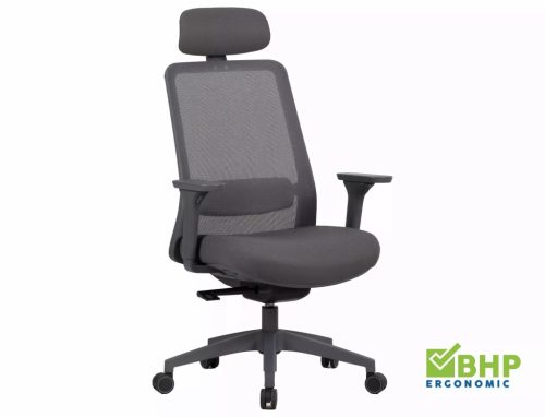 Q-718H Ergonomikus Hálós Forgószék Szürke Fejtámlával