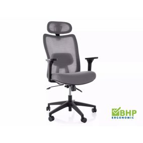 Q-724H Ergonomikus Hálós Forgószék Fejtámlával Szürke