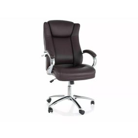 Q-904 Ergonomikus Műbőr Forgószék Barna Króm TILT