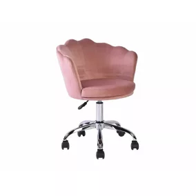   Rose Velvet Kagylós Forgószék Antik Rózsaszín Bársony Króm