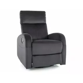 Olimp Velvet Kényelmi Fotel Bársony Fekete Forgatható