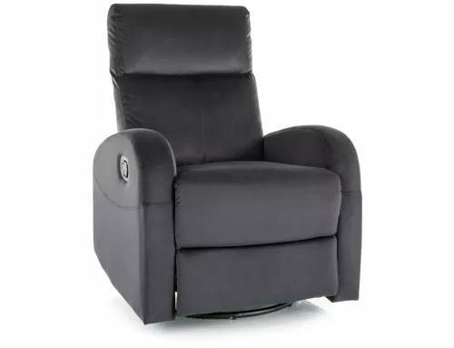 Olimp Velvet Kényelmi Fotel Bársony Fekete Forgatható