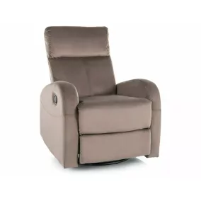   Olimp Velvet Kényelmi Fotel Bársony Cappuccino Forgatható Relax