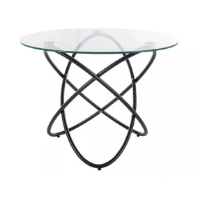 Orbit Kerek Üveg Étkezőasztal Fekete Vázzal