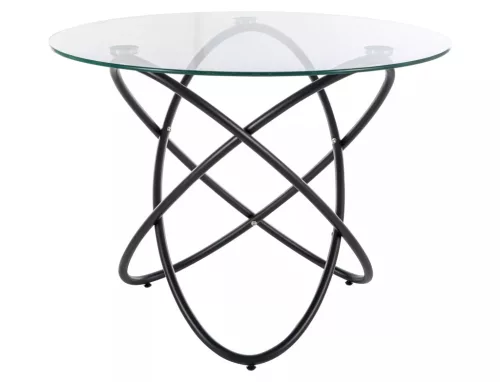 Orbit Kerek Üveg Étkezőasztal Fekete Vázzal