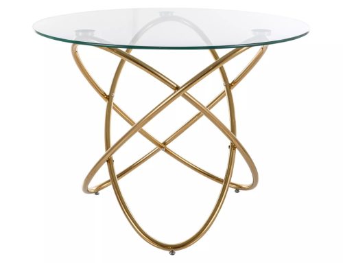 Orbit Kerek Üveg Étkezőasztal Arany Vázzal