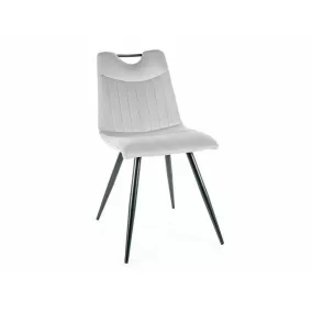   Orfe Velvet Bársony Étkezőszék Világosszürke Fekete Fém Vázzal