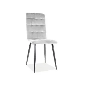   Otto Velvet Steppelt Bársony Étkezőszék Világosszürke Fekete Vázzal