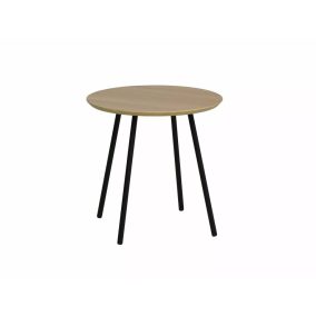 Pam B Kerek Tölgy Dohányzóasztal Fekete Fémlábakkal
