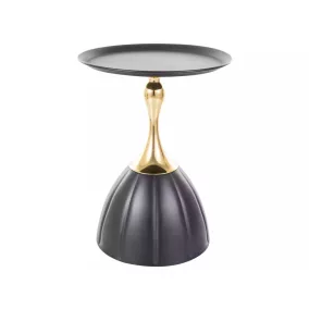 Elegáns Fém Dohányzóasztal Kerek Fekete-Arany