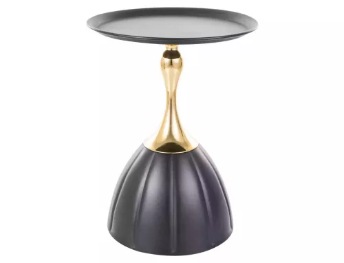 Elegáns Fém Dohányzóasztal Kerek Fekete-Arany