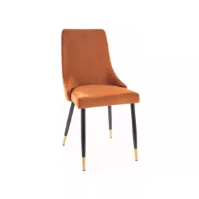   Piano Velvet Fahéjbarna Bársony Étkezőszék Fekete-Arany Lábakkal