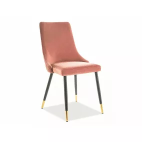   Piano Velvet Luxus Bársony Étkezőszék Antik Rózsaszín Fekete-Arany Rombusz