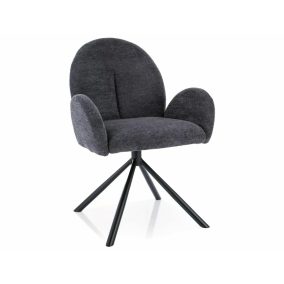   Planet Raven Forgó Étkezőszék Sötétszürke Szövet Fekete Vázzal