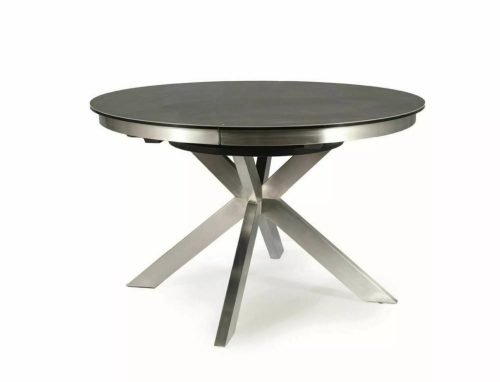 Porto Ceramic Bővíthető Kerek Asztal Edzett Üveg-Kerámia Szürke