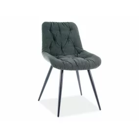 Prága Fjord Kord Étkezőszék Zöld Fekete Fém Steppelt
