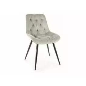   Praga Bluvel Elegance Bársony Étkezőszék Világosszürke Steppelt