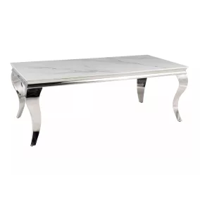   Prince A Calacatta Kerámia Dohányzóasztal Króm Lábakkal Fehér 120cm