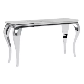   Prince C Calacatta Kerámia Konzolasztal Króm Lábakkal Fehér 120cm