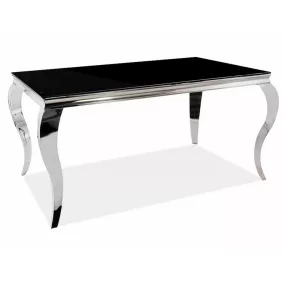   Prince Barokk Edzett Üveg Étkezőasztal Fekete Króm Elegáns