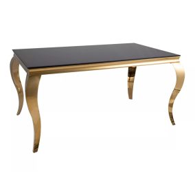 Prince Luxus Üveglapos Étkezőasztal Fekete-Arany