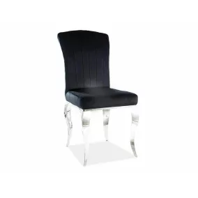 Prince Velvet Krómi Bársony Étkező Szék Fekete Elegáns