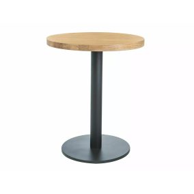 Puro II Kerek Tölgy Éttermi Asztal Fekete Fém Lábbal
