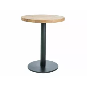 Puro II Tömör Tölgyfa Kerek Étkezőasztal Fekete Fém Lábbal