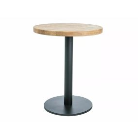 Puro II Tömör Tölgyfa Kerek Étkezőasztal Fekete Fém Lábbal