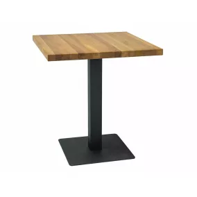 Puro Tömör Tölgyfa Étkezőasztal Fekete Fém Lábbal