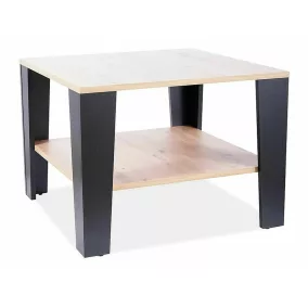 Quadra Négyzetes Tölgy Dohányzóasztal Fekete Lábakkal