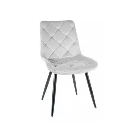   Ralph Velvet Luxus Étkezőszék Bársony Világosszürke Rombusz Steppelt