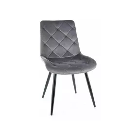   Ralph Velvet Steppelt Bársony Étkezőszék Szürke Fém Vázzal